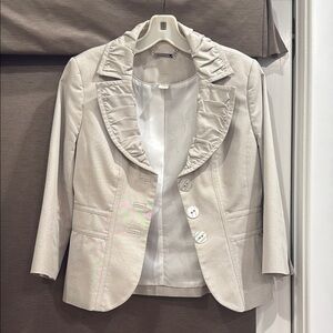White House Black Market Tan Ruffled Blazer